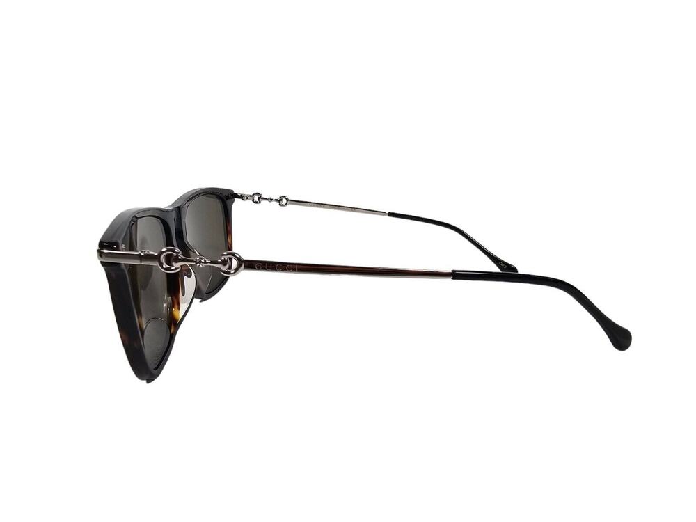 Gucci Mens GG0915S Square Sunglasses 55mm Dark Havana Silver Brown Italy
